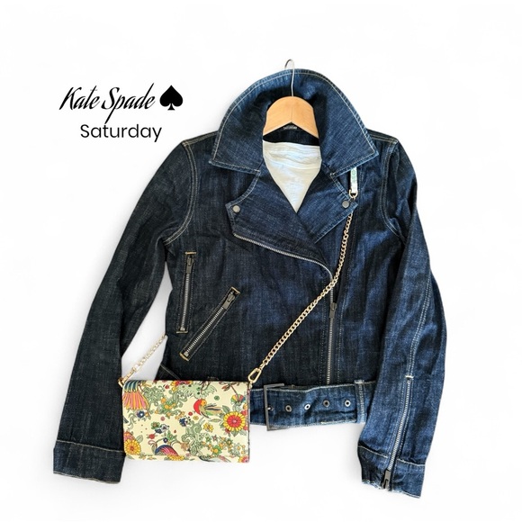 Kate Spade “Saturday” Dark Denim Jacket with Accent Zippers - Picture 9 of 9